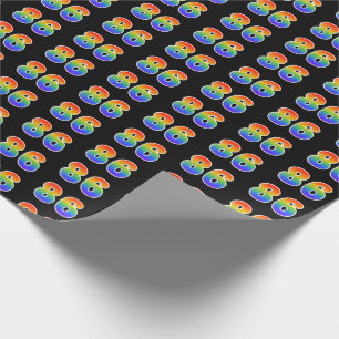Fun Rainbow Spectrum Pattern "86" Event Number Wrapping Paper