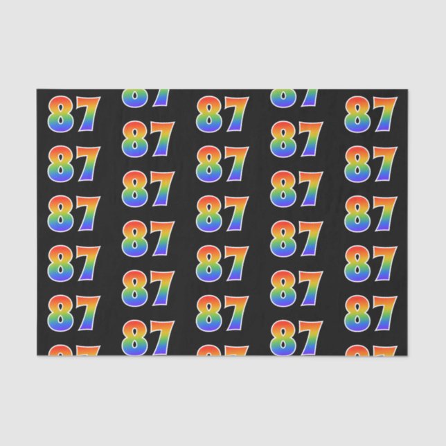 Fun Rainbow Spectrum Pattern "87" Event Number Tissue Paper (Front)