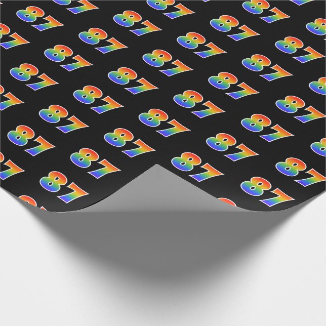 Fun Rainbow Spectrum Pattern "87" Event Number Wrapping Paper (Corner)