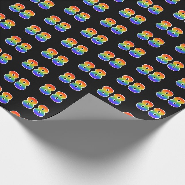 Fun Rainbow Spectrum Pattern "88" Event Number Wrapping Paper (Corner)