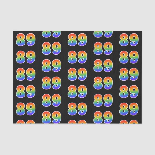 Fun Rainbow Spectrum Pattern "89" Event Number Tissue Paper (Front)