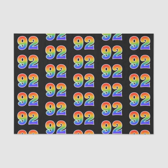 Fun Rainbow Spectrum Pattern "92" Event Number Tissue Paper (Front)