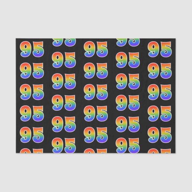 Fun Rainbow Spectrum Pattern "95" Event Number Tissue Paper (Front)