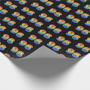 Fun Rainbow Spectrum Pattern "96" Event Number Wrapping Paper