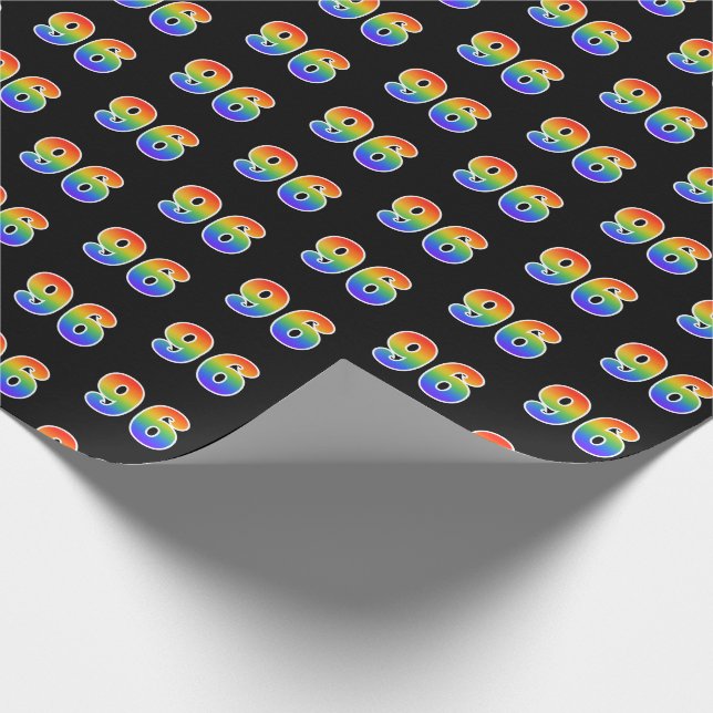 Fun Rainbow Spectrum Pattern "96" Event Number Wrapping Paper (Corner)