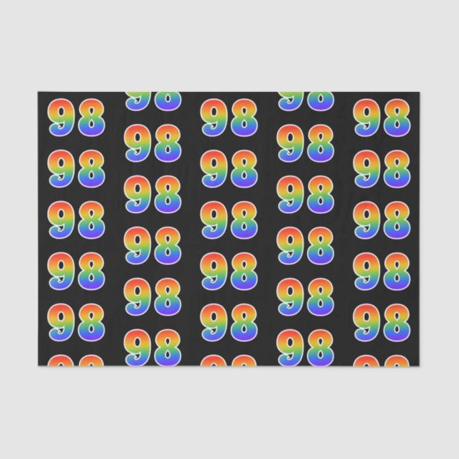 Fun Rainbow Spectrum Pattern "98" Event Number Tissue Paper (Front)