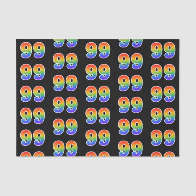 Fun Rainbow Spectrum Pattern "99" Event Number Tissue Paper (Front)