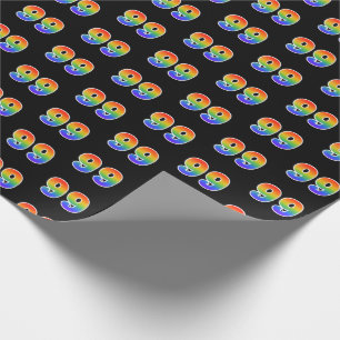 Fun Rainbow Spectrum Pattern "99" Event Number Wrapping Paper