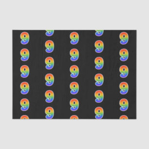 Fun Rainbow Spectrum Pattern "9" Event Number Tissue Paper