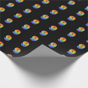 Fun Rainbow Spectrum Pattern "9" Event Number Wrapping Paper