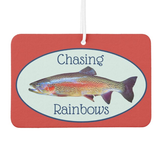 Fun Rainbow Trout "Chasing Rainbows" Car Air Freshener (Front)