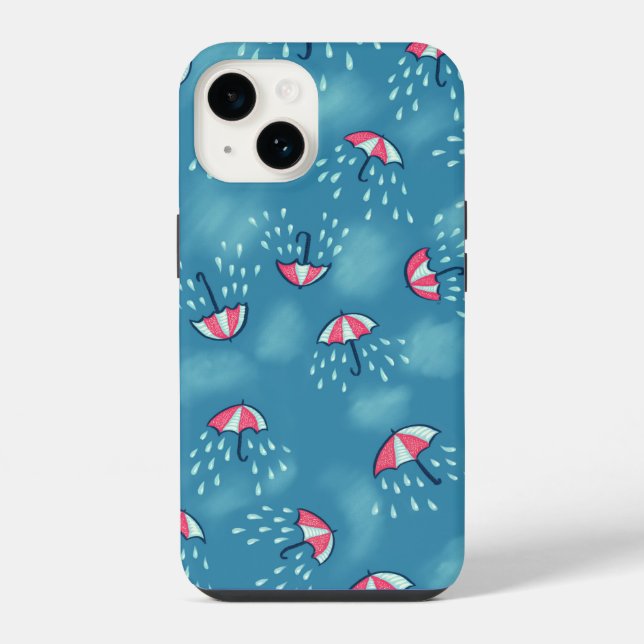 Fun rainy umbrella pattern nature lover  iPhone case (Back)