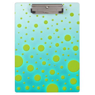 Fun Random Dots Green over Turquoise Background Clipboard