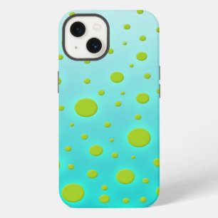 Fun Random Dots Green over Turquoise Background iPhone 13 Case