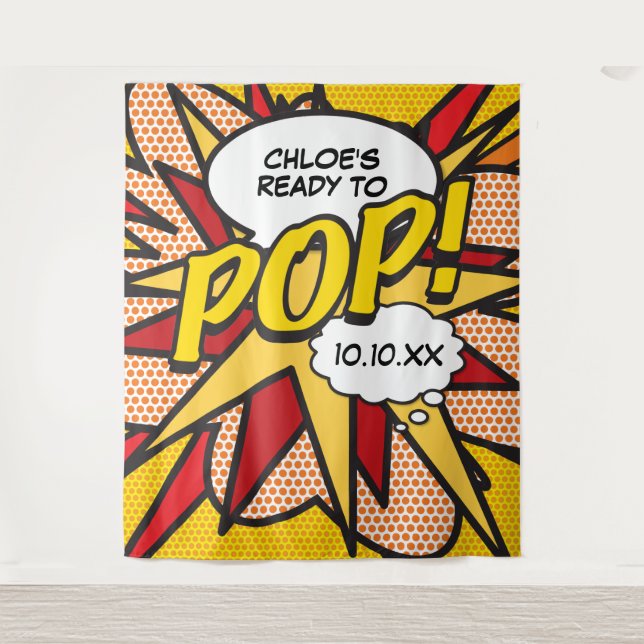 Fun Ready to POP Baby Shower Photo Booth Tapestry (Front)