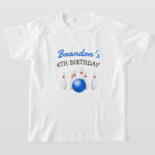 Fun Red and Blue Bowling Kids Birthday T-Shirt