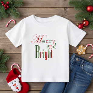 Fun Red and Green Merry and Bright Baby Christmas T-Shirt
