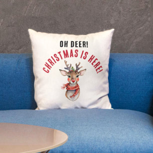 Fun Red And White Christmas Rudolph Reindeer Paint Cushion