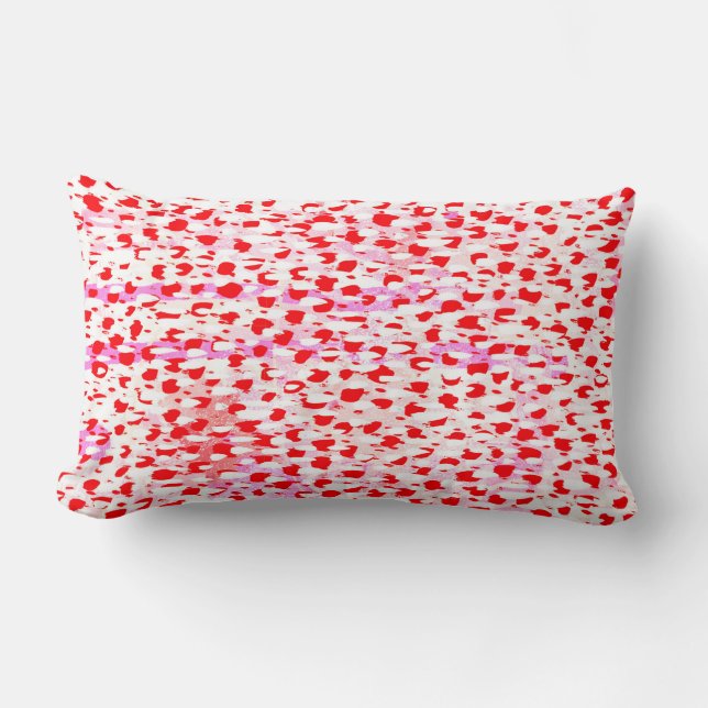 fun red and white painted pattern design  lumbar cushion (Front)
