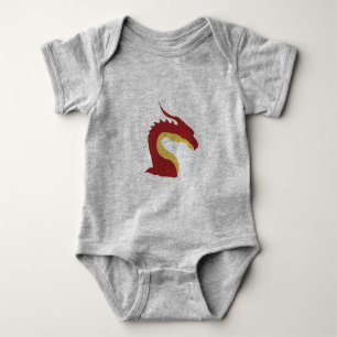 Fun Red and Yellow Simple Fantasy dragon emblem Baby Bodysuit
