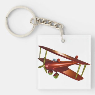 Fun Red Bi-plane Aviation Aerospace Flight Key Ring