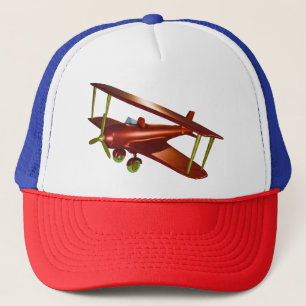 Fun Red Bi-plane Aviation Aerospace Flight Trucker Hat