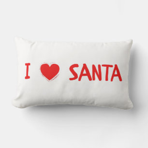 Fun Red Christmas I Love Santa Heart Lumbar Cushion