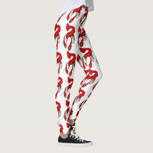 Fun  red crayfish pattern leggings