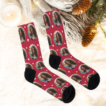 Fun Red Custom Girlfriend Photo Heart Socks<br><div class="desc">Bold and festive, these custom socks feature your photo in a round frame on a vibrant red background with white confetti hearts. Upload your photo to create a perfect Valentine's Day, Christmas, or anniversary gift for your boyfriend or husband. Photo tip: crop your photo to a square shape prior to...</div>