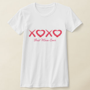 Fun red distressed XOXO love kisses Best Mum Ever T-Shirt