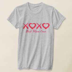 Fun red distressed XOXO love kisses Best Mum Ever T-Shirt