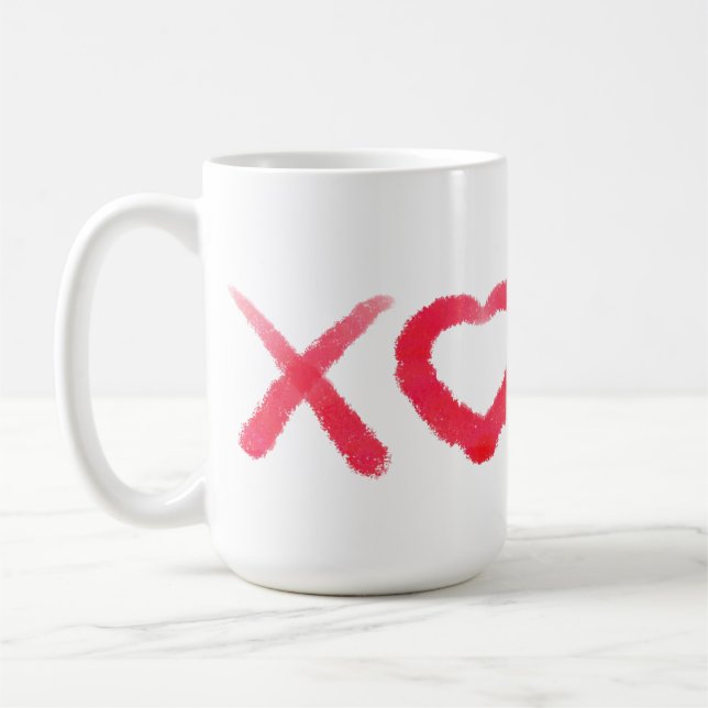 Fun red distressed XOXO love kisses Coffee Mug (Left)