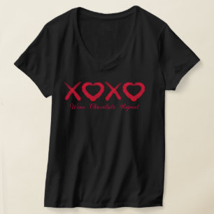 Fun red distressed XOXO love kisses wine chocolate T-Shirt