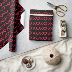 Fun red distressed XOXO love kisses Wrapping Paper