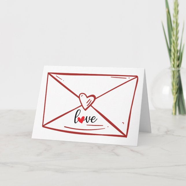 Fun Red Envelope Heart Love Card (Front)