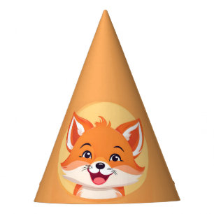 Fun red Fox Face safari Wild jungle Birthday Party Hat