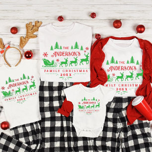 Fun Red Green Personalised Name Family Christmas T-Shirt