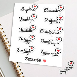 Fun Red Heart Speech Bubble Guest List 10 Names