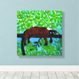 Fun Red Lemur Art Canvas Print