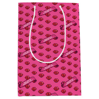 Fun Red Lips With Love On Valentine's Day Pattern Medium Gift Bag