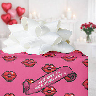 Fun Red Lips With Love On Valentine's Day Pattern Wrapping Paper