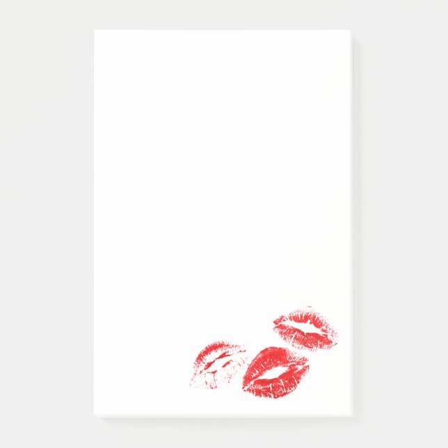 FUN! Red Lipstick Prints Napkins Post-it Notes (Front)