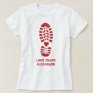 Fun Red Love Boot Print & Heart Name Personalised T-Shirt