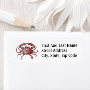 Fun Red Pencil Sketch Crab with Coastal Party Vibe