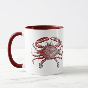 Fun Red Pencil Sketch Crab with Coastal Party Vibe Mug