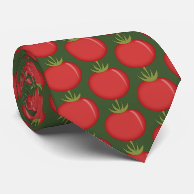 Fun red tomato pattern tiled tie (Rolled)