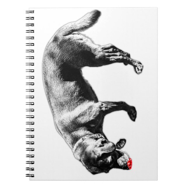 Fun Red Tongue Labrador Sniffing Ink Art Notebook (Front)