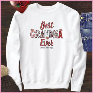 Fun Red & white Best Grandma Kid Names Valentines Sweatshirt