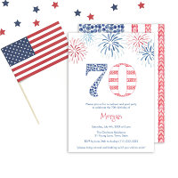 Fun Red White Blue Youthful 70th Birthday Party