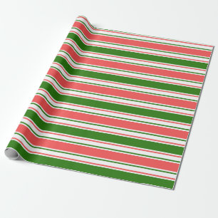 Fun Red, White, Green Christmas-Inspired Pattern Wrapping Paper